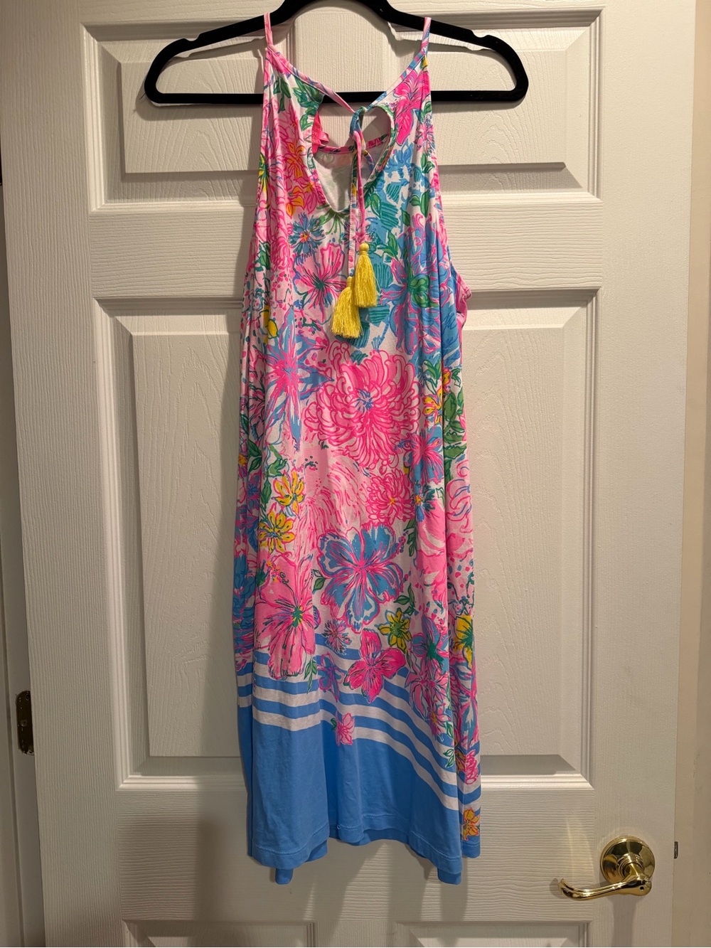 Lilly Pulitzer Floral Tassel Summer Maxi Dress in Pink & Blue